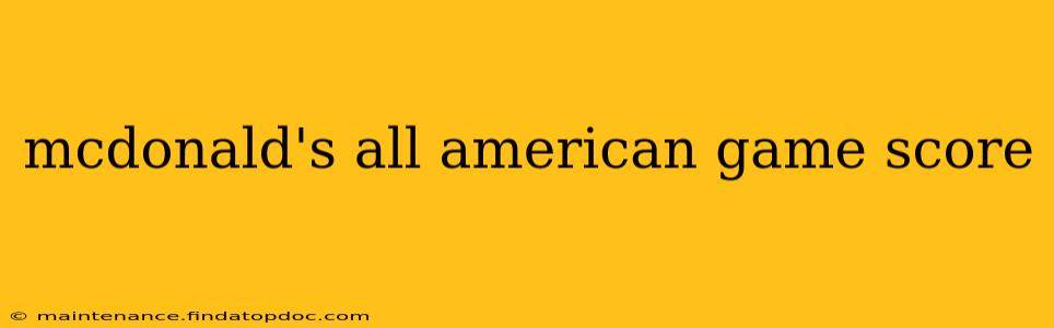 mcdonald's all american game score