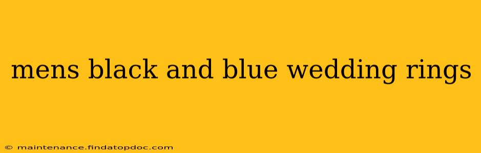 mens black and blue wedding rings