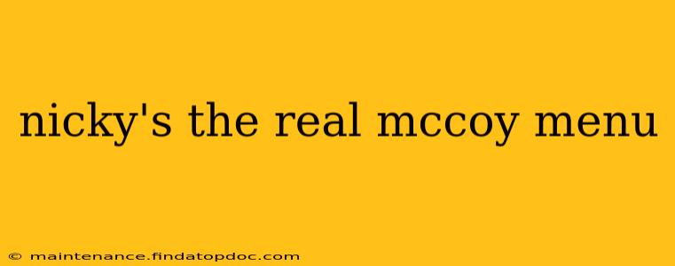 nicky's the real mccoy menu