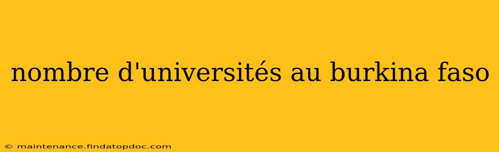 nombre d'universités au burkina faso