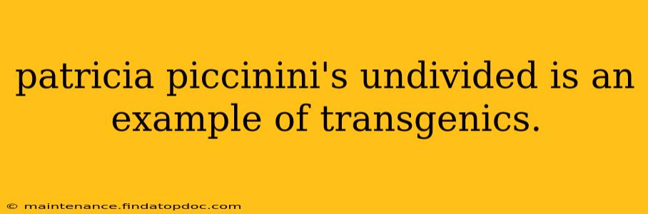 patricia piccinini's undivided is an example of transgenics.