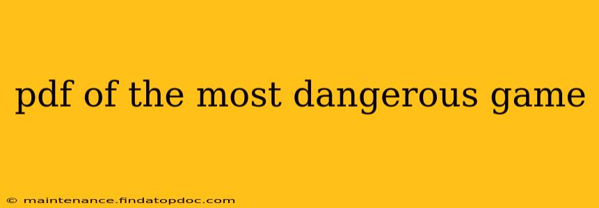 pdf of the most dangerous game