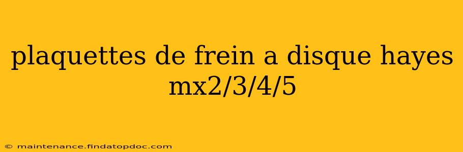 plaquettes de frein a disque hayes mx2/3/4/5