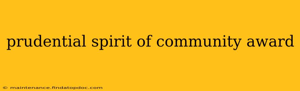 prudential spirit of community award