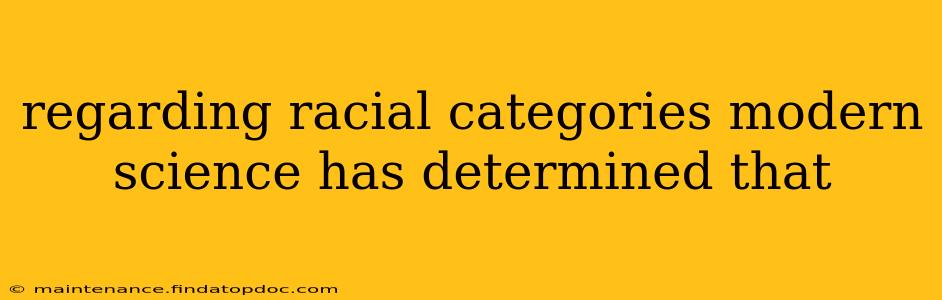 regarding racial categories modern science has determined that