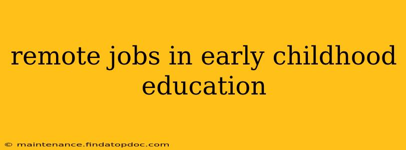remote jobs in early childhood education