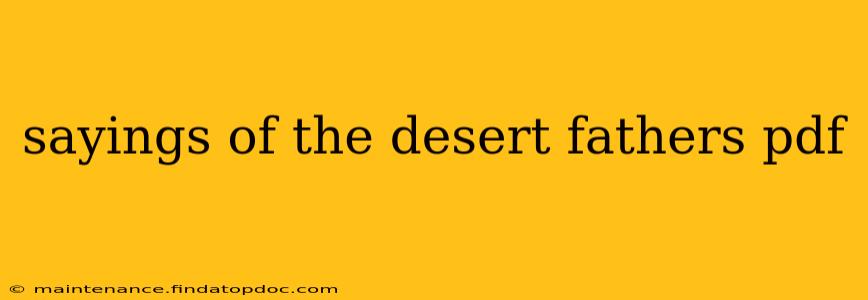 sayings of the desert fathers pdf