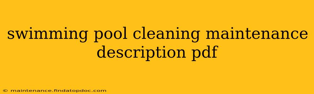 swimming pool cleaning maintenance description pdf