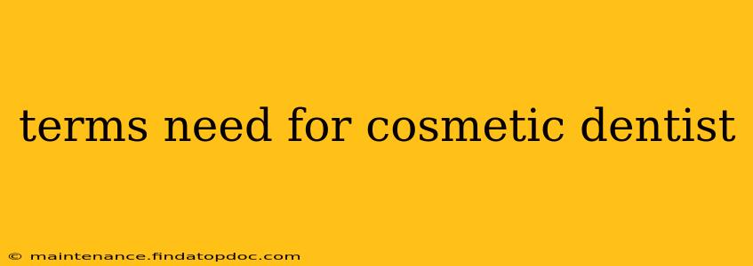 terms need for cosmetic dentist