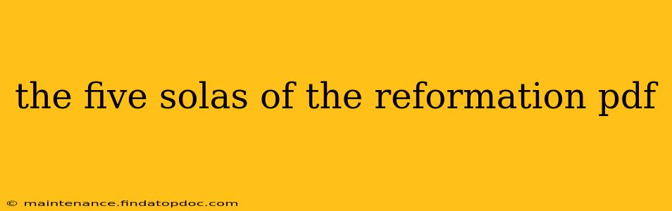 the five solas of the reformation pdf