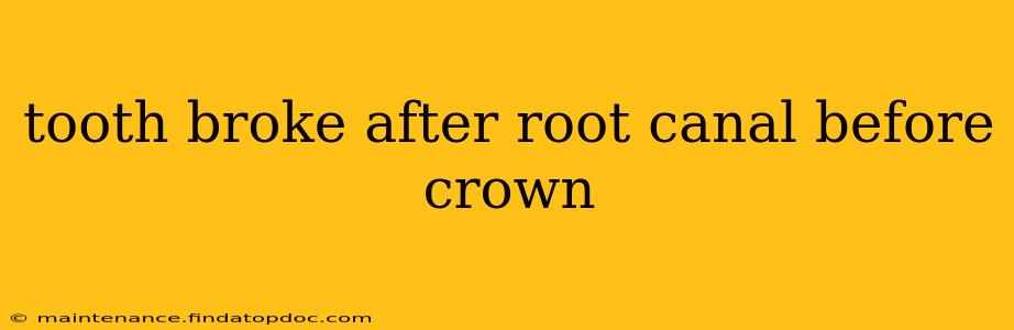 tooth broke after root canal before crown