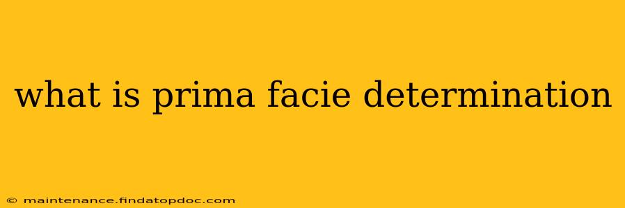 what is prima facie determination