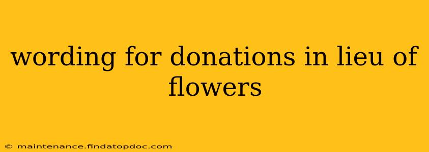 wording for donations in lieu of flowers